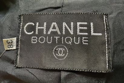 null CHANEL Boutique Skirt suit in black velvet and emerald green satin with gold...