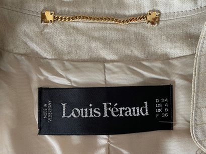 null LOUIS FERAUD Veste courte en lin et coton beige à fil or boutonnage nacre au...