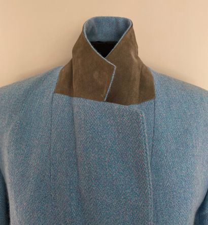 null CHRISTIAN DIOR Boutique Light blue wool jacket with chocolate suede buttonholes...