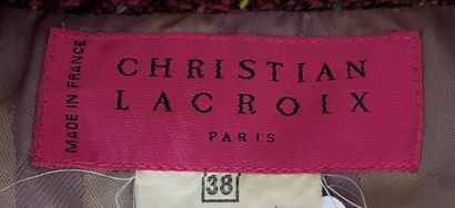 null CHRISTIAN LACROIX Manteau en lainage et mohair chiné brun rose et jaune avec...