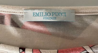 null EMILIO PUCCI Firenze Jersey top in pearl grey pink and burgundy on white background...