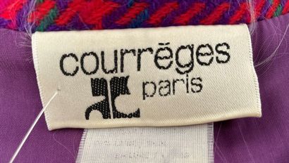 null COURREGES Paris Veste courte en lainage à carreaux fond violet - Taille semble...