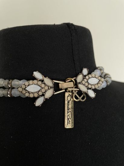 null OSCAR DE LA RENTA Made in USA Necklace with silver plated pompom and opalescent...