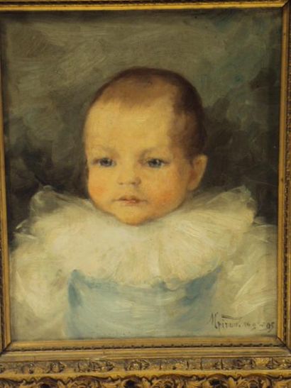 M. GIRAUD (XIX-XX) Portrait d'enfant Huile sur toile, signée et datée 26/09/1895...