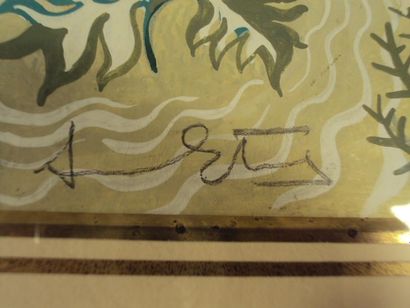 Anonyme (XX) Projet de tapisserie Gouache sur papier, porte une signature en bas...