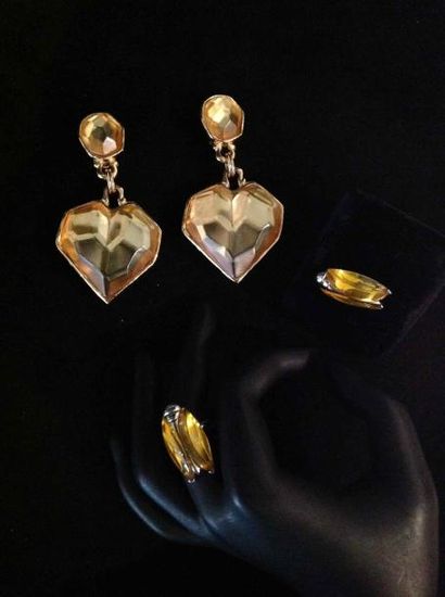 SONIA RYKIEL par GOOSSENS Paire de clips d'oreilles Coeur en métal doré et résine...