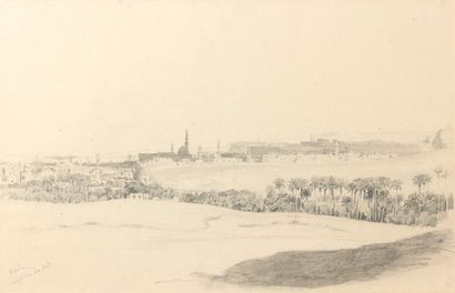 Eugène FROMENTIN attribué à Le Caire, vue prise du sud (vers 1869) Crayon noir et...