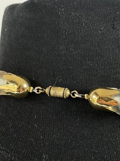 null Collier en métal doré perles de verre et bagues de strass 
Longueur 50 cm