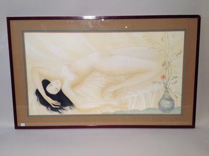 Mara Tran Long Femme alanguie 
Aquarelle signée et datée 1975
46 x 85 cm

 		

