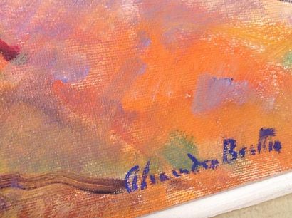 Alexander BEATTIE Arbres huile sur toile signée en bas à droite 38 x 46 cm

