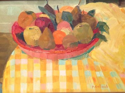 Paul.COLLOMB ( né en 1921)  Coupe de fruits 
huile sur toile signée en bas à droite...