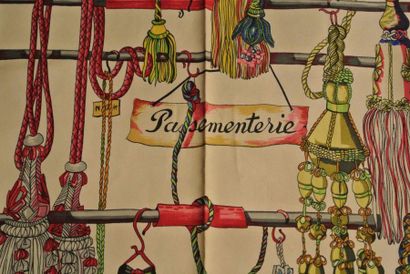 HERMES Paris "Passementerie" par Françoise Héron Pink and white silk scarf (tasks,...