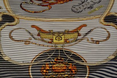 null HERMES Paris "Springs" par Philippe Ledoux Grey and yellow wrinkled silk scarf...