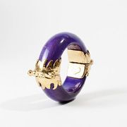 Yves Saint LAURENT Rive Gauche Bracelet manchette en métal doré et bois violet -...