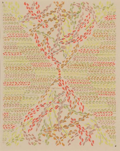 Sonia DELAUNAY (1885-1979) Projet de tissu; Sans titre Gouache sur papier 26,5 x...