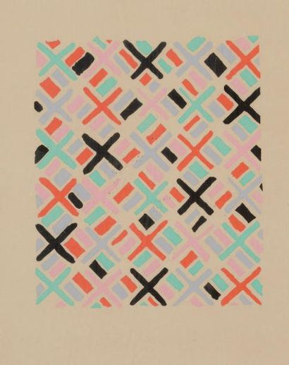 Sonia DELAUNAY (1885-1979) Projet de tissu Gouache sur papier 26,5 x 21 cm à vue...