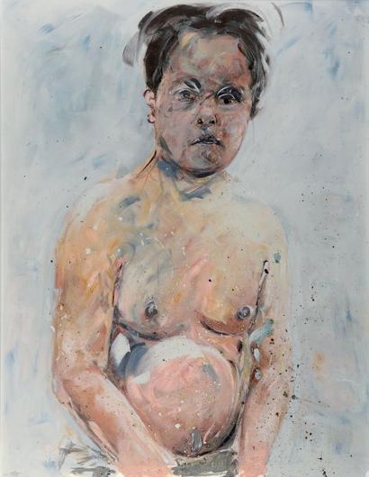Philippe PASQUA (né en 1965) Portrait de femme, 2010 Huile sur papier marouflé sur...