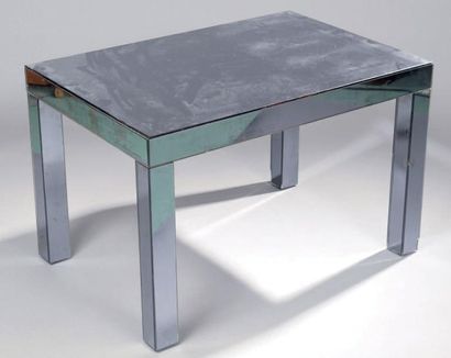 ADNET Jacques (1900-1984) Table basse rectangulaire entièrement recouverte de glace...
