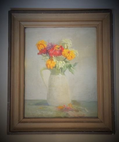null Henri BREARD Bouquet de fleurs huile sur toile signée en bas à gauche dim :...