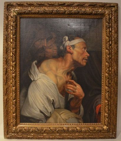 null Ecole hollandaise du XIXème siècle. D'après Van Dyck. Le Christ guérissant un...