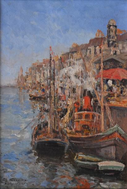 COUSIN Charles (1904 - 1972) Boulogne sur Mer Huile sur toile Signée et située en...