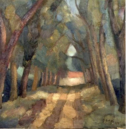 GOTKO Jacques (Yankeli Gotkovski dit) (Odessa 1899 - 1944 déporté) Chemin boisé (1928)...