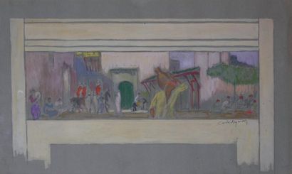 CARLOS-RAYMOND (Paris 1884 - 1970) Vue du Maroc Aquarelle Signée mi-hauteur à droite...