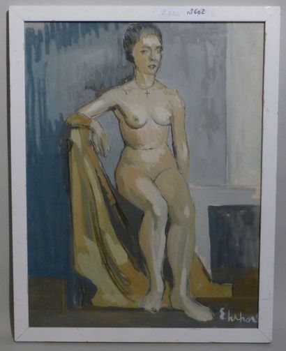 null EHRHART F., Femme nue dans atelier.

Gouache sur isorel signée en bas à gauche.

Dim....