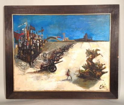 null Ugo CLEIS (1903-1976), Place d'Armes, Huile sur toile, signée en bas à droite...