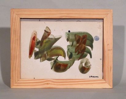null James PICHETTE (1920-1996), Composition aux couleurs marron et kaki, aquarelle...