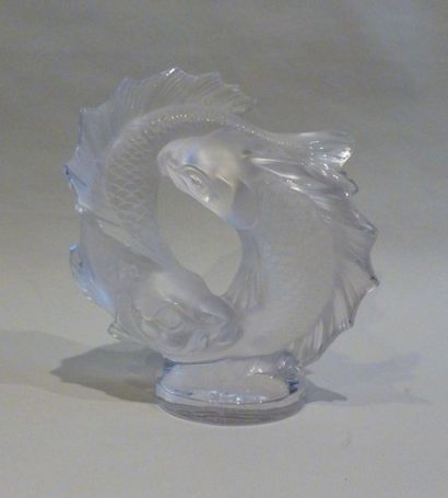 null LALIQUE FRANCE Deux poissons en cristal moulé pressé 

Hauteur : 28,5 cm