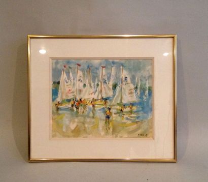 null Jean EVEN (1910-1986)

Les voiliers amarés

Aquarelle sur papier signée en bas...
