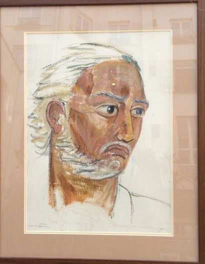 null Léo MARTIN (1889-?) 

Portrait d'homme aux yeux noirs

Aquarelle signée en bas...