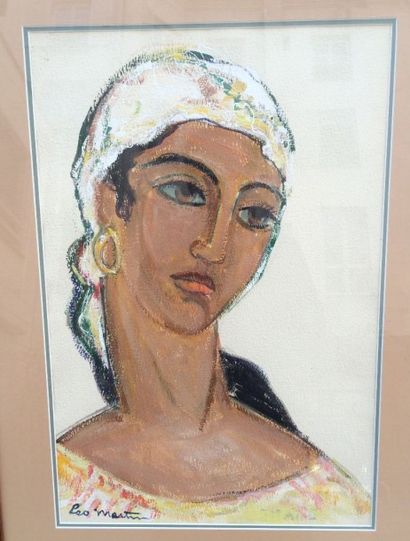null Léo MARTIN (1889-?) 

Imane portrait au foulard

Gouache et aquarelle signée...