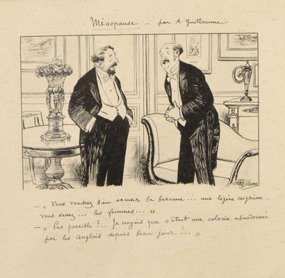 null Albert Paul GUILLAUME (1873-1942) 

Ménopause 

Dessin humoristique sur papier,...