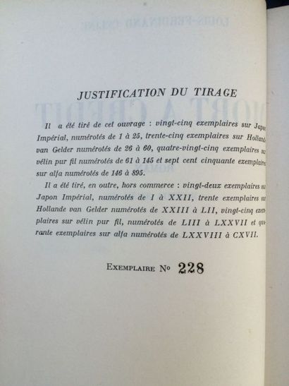 null Louis Ferdinand CELINE 

Mort à crédit 

Les editions Denoel et Steele 1936...