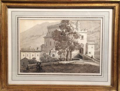 null Ecole du XIXème siècle 

Vue d' Italie 

Dessin au lavis 

16 x 24 cm