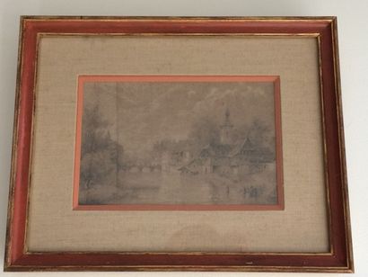 null Ecole du XIXème siècle 

Paysage flamand 

Dessin au crayon

14 x 22 cm
