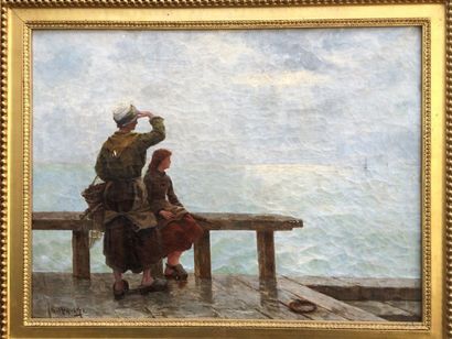null Georges HAQUETTE (1854-1906) 

Femmes guettant le retour de pêche 

Huile sur...