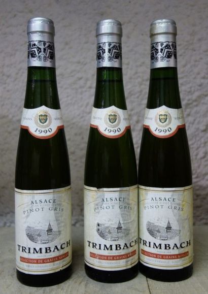 null 3 Demi bouteilles TRIMBACH - PINOT GRIS SGN 1990 Étiquettes tachées. Labels...