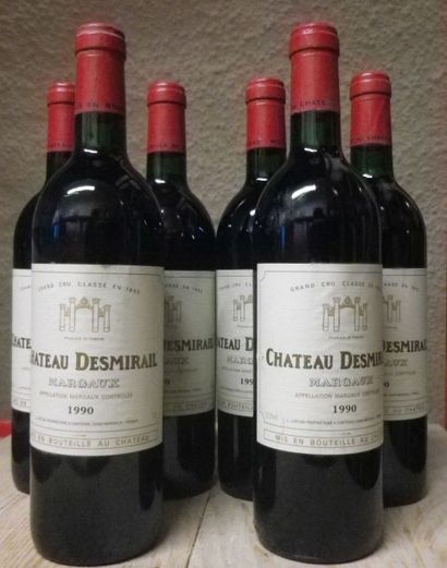 null 6 Bouteilles CHÂTEAU DESMIRAIL 1990 Etiquettes légèrement marquées, niveaux...