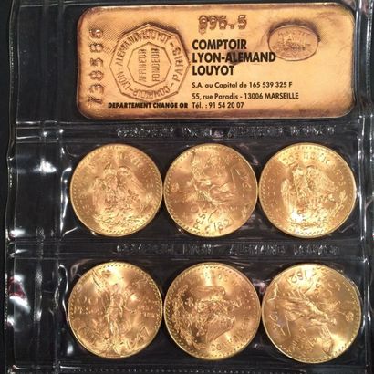 null MEXIQUE. 6 pièces de 50 Pesos (1821-1947). Or. (Sous scéllé clal) 

Titre :...