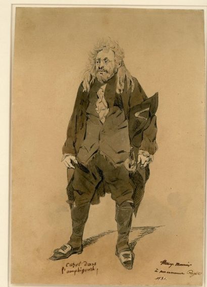 Henry MONNIER (1799-1877) L'acteur Cazot dans le rôle de l'Amphigouri
1831
Plume...