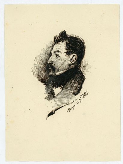 Henry MONNIER (1799-1877) Lot de 2 dessins
Portrait d'homme
1837
Plume et encre,...