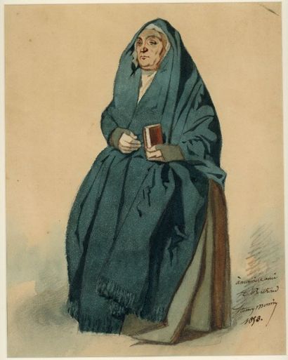 Henry MONNIER (1799-1877) La Religieuse
1853
Aquarelle, signée, datée 1853 et dédicacée...