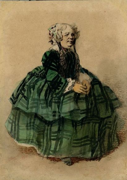 Henry MONNIER (1799-1877) La Robe écossaise
1859
Plume et encre, aquarelle et gomme...