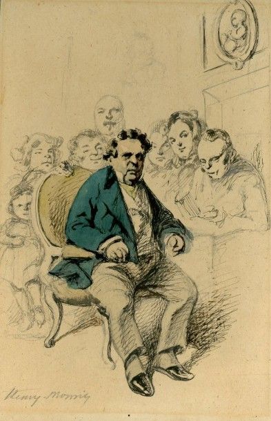 Henry MONNIER (1799-1877) Lot de 2 dessins
Monsieur Prudhomme prisant du tabac
1860
Aquarelle,...