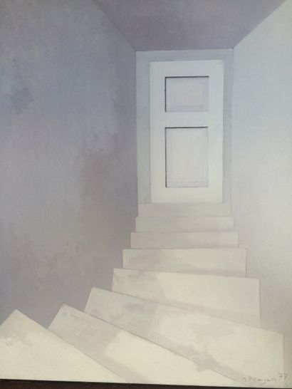 null Michel KRIEGER (né en 1944) 

L'escalier blanc 

Huile sur toile signée et datée...
