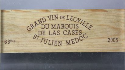 null 6 Bouteilles CHÂTEAU LEOVILLE LAS CASES 2éme GCC - St. Julien 2005 Caisse bois...