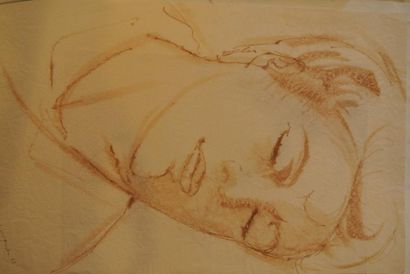 null [Lot de 3 dessins] 

Charles DESPIAU (1874-1946) 

Portrait de jeune fille 

Sanguine,...